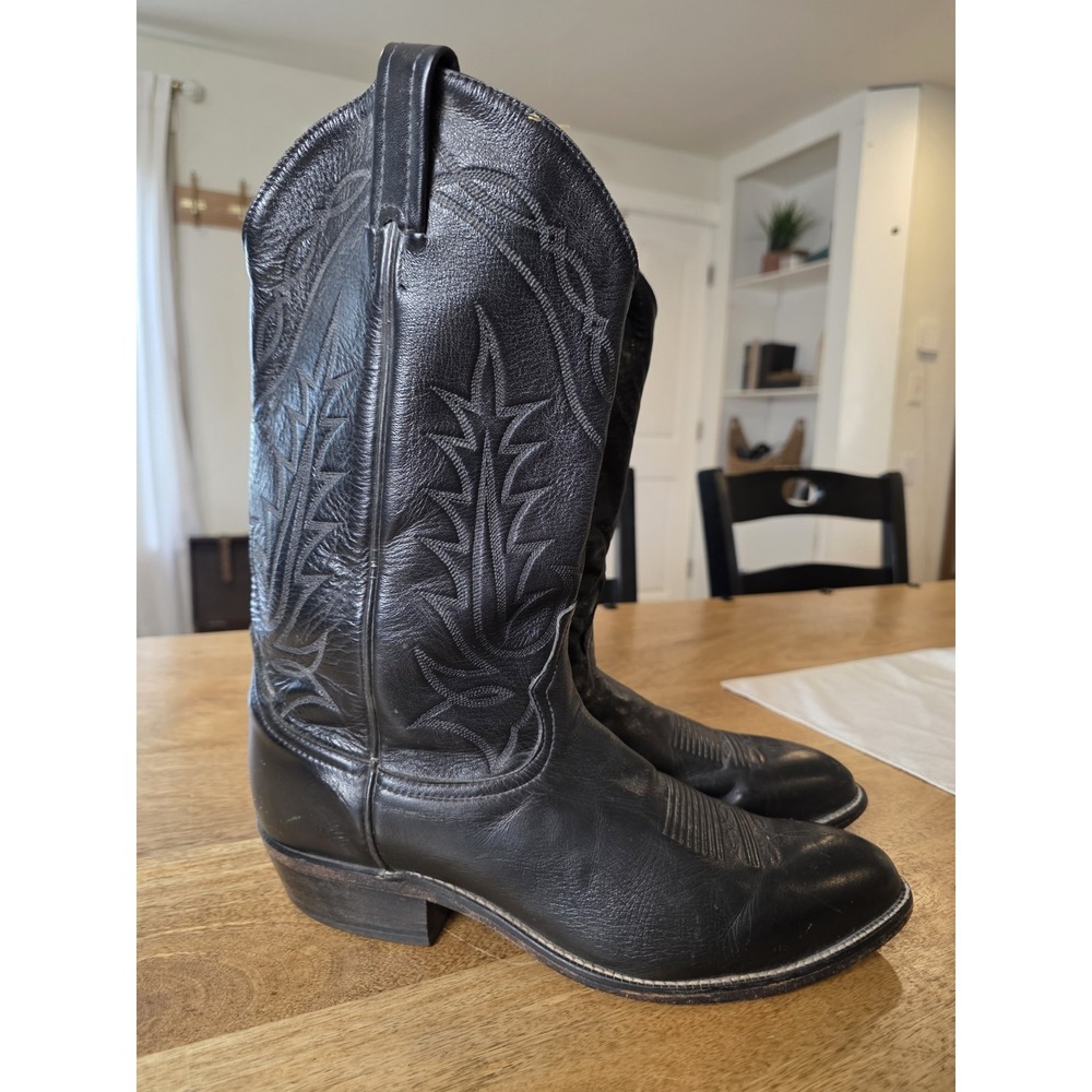 Tony Lama Mens Marco 12in Western Black Goat Leather Cowboy Boots 11EE